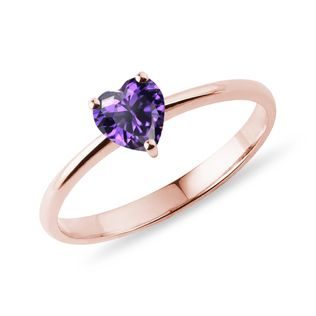 HEART-SHAPED AMETHYST RING IN ROSE GOLD - AMETHYST RINGS - RINGS