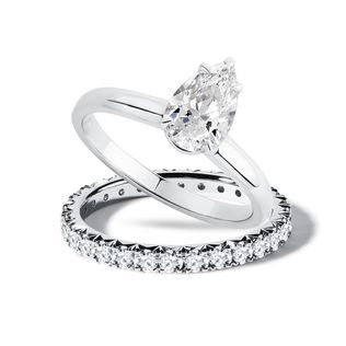 LAB GROWN AND NATURAL DIAMOND WHITE GOLD BRIDAL RING SET - ENGAGEMENT AND WEDDING MATCHING SETS - ENGAGEMENT RINGS