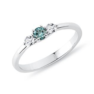 BLUE AND WHITE DIAMOND RING IN GOLD - FANCY DIAMOND ENGAGEMENT RINGS - ENGAGEMENT RINGS