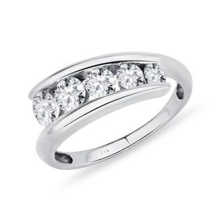 WHITE GOLD RING ADORNED WITH FIVE DIAMONDS - WOMEN'S WEDDING RINGS - WEDDING RINGS
