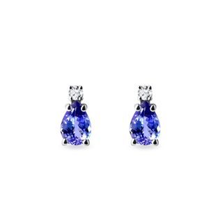 EARRINGS DROPS WITH DIAMONDS AND TANZANITES - TANZANITE EARRINGS - EARRINGS