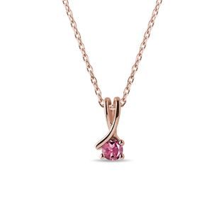 COLLIER EN OR ROSE AVEC TOURMALINE ROSE - COLLIERS AVEC TOURMALINE - COLLIERS