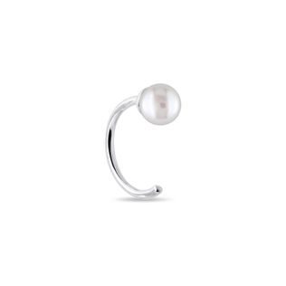 WHITE GOLD PEARL SINGLE EARRING - SINGLE EARRINGS - EARRINGS