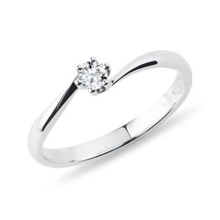WHITE 14K GOLD RING WITH A BRILLIANT - SOLITAIRE ENGAGEMENT RINGS - ENGAGEMENT RINGS