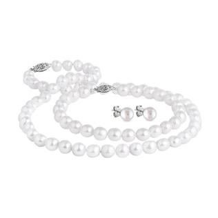 LUXURY PEARL JEWELRY SET IN WHITE GOLD - PEARL SETS - PEARL JEWELRY