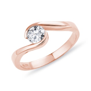 RING AUS ROSÉGOLD MIT 0,5 CT DIAMANT - VERLOBUNGSRINGE MIT BRILLANT - VERLOBUNGSRINGE