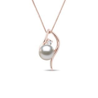 NECKLACE IN ROSE GOLD WITH AKOYA PEARL - PEARL PENDANTS - PEARL JEWELRY