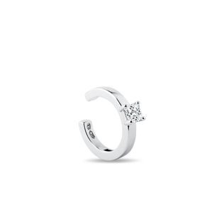 PRINCESS DIAMOND EAR CUFF IN 14K WHITE GOLD - SINGLE EARRINGS - EARRINGS