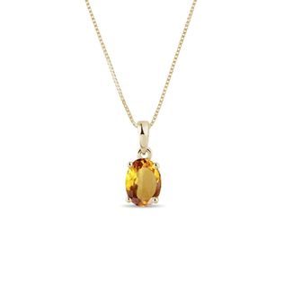 CITRINE PENDANT NECKLACE IN GOLD - CITRINE NECKLACES - NECKLACES