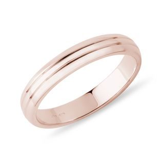 MEN'S ROUND EDGE WEDDING RING IN ROSE GOLD WITH TWO ENGRAVED LINES - RINGS FOR HIM - WEDDING RINGS