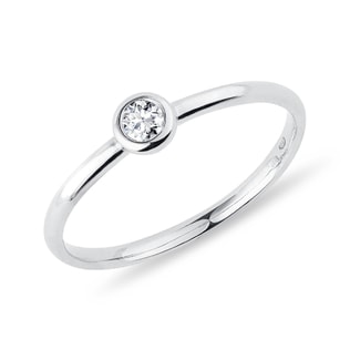 BEZEL RING WITH BRILLIANT IN WHITE GOLD - DIAMOND RINGS - RINGS
