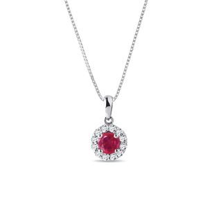 RUBY AND DIAMOND WHITE GOLD NECKLACE - RUBY NECKLACES - NECKLACES