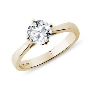 BAGUE DE FIANÇAILLES EN OR JAUNE AVEC DIAMANT TAILLE BRILLANT 0,8 CT - SOLITAIRES - BAGUES DE FIANÇAILLES