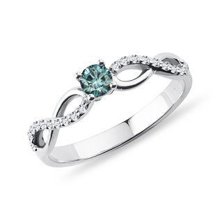 WHITE GOLD RING WITH BLUE DIAMOND - FANCY DIAMOND ENGAGEMENT RINGS - ENGAGEMENT RINGS