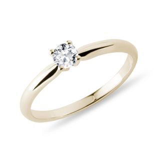 ENGAGEMENT RING WITH DIAMOND IN YELLOW GOLD - BRILLIANT CUT DIAMOND ENGAGEMENT RINGS - ENGAGEMENT RINGS