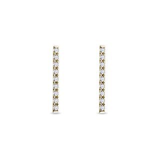 BOUCLES D'OREILLES BARRE EN OR JAUNE AVEC DIAMANT - BOUCLES D'OREILLES EN DIAMANT - BOUCLES D'OREILLES