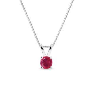 RUBY PENDANT IN WHITE GOLD - RUBY NECKLACES - NECKLACES