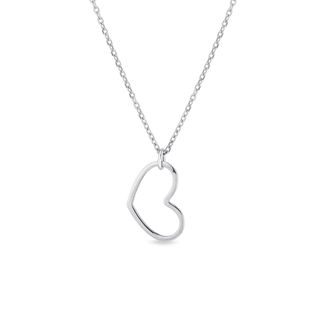 WHITE GOLD HEART NECKLACE - WHITE GOLD NECKLACES - NECKLACES