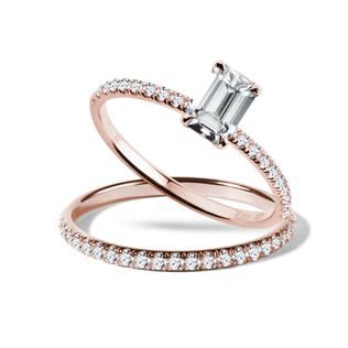 ENGAGEMENT SET WITH DIAMONDS IN ROSE GOLD - ENGAGEMENT AND WEDDING MATCHING SETS - ENGAGEMENT RINGS