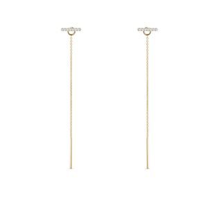 GOLD CHAIN EARRINGS WITH DIAMONDS - DIAMOND EARRINGS - EARRINGS