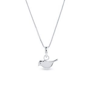 COLLIER EN OR BLANC AVEC PENDENTIF EN FORME D'OISEAU - COLLIERS POUR ENFANTS - COLLIERS