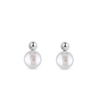 MODERN PEARL EARRINGS IN WHITE GOLD - PEARL EARRINGS - PEARL JEWELRY
