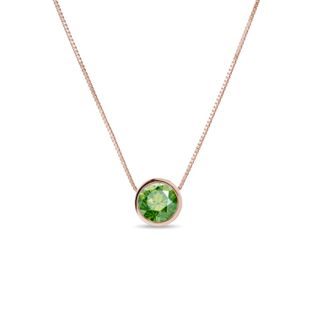 GREEN DIAMOND NECKLACE IN 14K ROSE GOLD - DIAMOND NECKLACES - NECKLACES