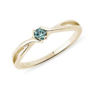 BLUE DIAMOND RING IN YELLOW GOLD - FANCY DIAMOND ENGAGEMENT RINGS - ENGAGEMENT RINGS