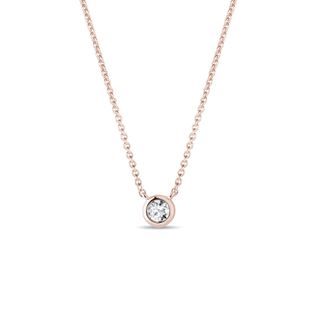 BEZEL NECKLACE MADE OF ROSE GOLD WITH DIAMOND - DIAMOND NECKLACES - NECKLACES