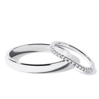 CLASSIC WHITE GOLD WEDDING RING SET WITH DIAMONDS - WHITE GOLD WEDDING SETS - WEDDING RINGS