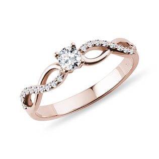 BAGUE INFINITY ENDIAMANTÉE D'OR ROSE - BAGUES DE FIANÇAILLES ORNÉES DE DIAMANTS - BAGUES DE FIANÇAILLES