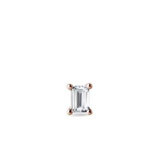 EMERALD DIAMOND SINGLE EARRING IN 14K ROSE GOLD - SINGLE EARRINGS - EARRINGS