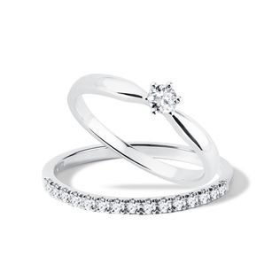 DIAMOND ENGAGEMENT RING SET IN WHITE GOLD - ENGAGEMENT AND BRIDAL RING SETS - ENGAGEMENT RINGS