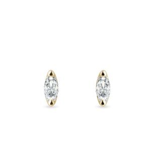 MARQUISE DIAMOND EARRINGS IN YELLOW GOLD - DIAMOND STUD EARRINGS - EARRINGS