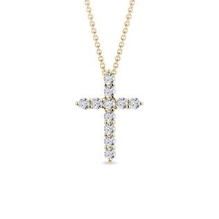 PENDENTIF CROIX EN OR JAUNE ET DIAMANT - COLLIERS AVEC DIAMANTS - COLLIERS