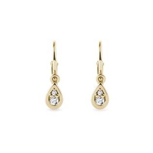 CHILDREN’S DROP EARRINGS WITH DIAMONDS IN GOLD - CHILDREN'S EARRINGS - EARRINGS