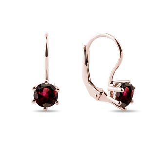 ROUND GARNET EARRINGS IN ROSE GOLD - GARNET EARRINGS - EARRINGS