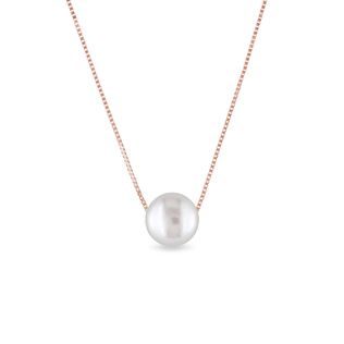 NECKLACE IN ROSE GOLD WITH FRESHWATER PEARL - PEARL PENDANTS - PEARL JEWELRY