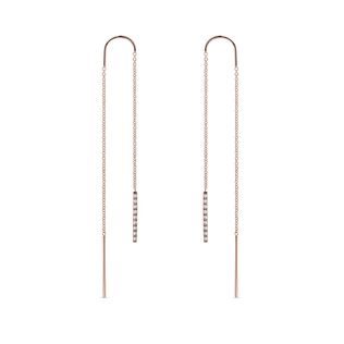 DIAMOND BAR THREADER EARRINGS IN ROSE GOLD - DIAMOND EARRINGS - EARRINGS