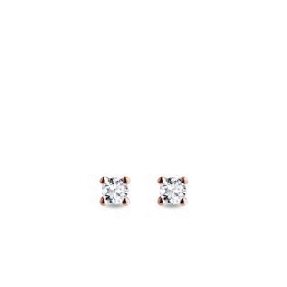 STUD EARRINGS MADE OF ROSE GOLD WITH DIAMONDS - DIAMOND STUD EARRINGS - EARRINGS
