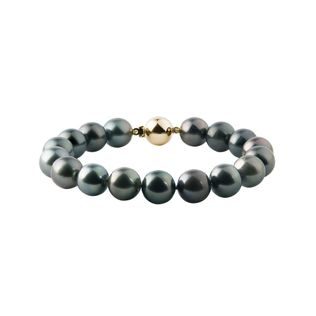 TAHITIAN PEARL BRACELET WITH YELLOW GOLD CLASP - PEARL BRACELETS - PEARL JEWELLERY