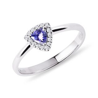 BAGUE POUR FEMME EN OR BLANC AVEC TANZANITE ET DIAMANTS - BAGUES EN TANZANITE - BAGUES