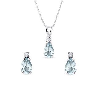 AQUAMARINE WHITE GOLD JEWELRY SET - GEMSTONE SETS - FINE JEWELRY