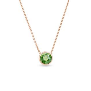 COLLIER EN OR ROSE AVEC DIAMANT VERT - COLLIERS AVEC DIAMANTS - COLLIERS