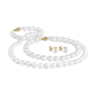 PEARL JEWELLERY SET IN YELLOW GOLD - PEARL SETS - PEARL JEWELLERY