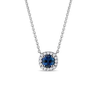 SAPPHIRE AND DIAMOND NECKLACE IN WHITE GOLD - SAPPHIRE NECKLACES - NECKLACES