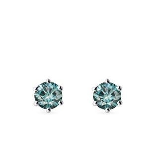 BLUE DIAMOND 14K WHITE GOLD EARRINGS - DIAMOND STUD EARRINGS - EARRINGS