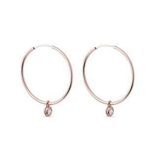 BEZELED DIAMOND HOOP EARRINGS IN ROSE GOLD - DIAMOND EARRINGS - EARRINGS
