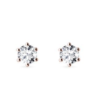 PUCES DE DIAMANT EN OR ROSE D'UN DIAMÈTRE DE 4,3 MM - PUCES D'OREILLES EN DIAMANT - BOUCLES D'OREILLES