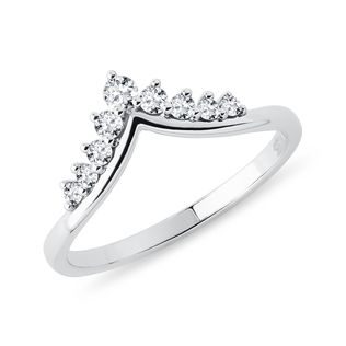 BAGUE CHEVRON EN OR BLANC AVEC DIAMANT - ALLIANCES DE MARIAGE FEMMES - ALLIANCES DE MARIAGE